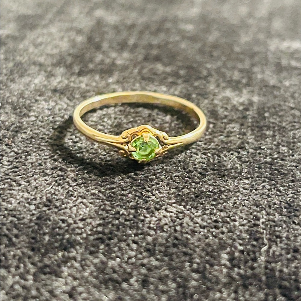 Goldtone Ring with Green Gemstone